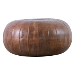 Bailey Round Leather Pouffe in Brown
