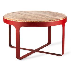 Stoner Coffee table - / Ø 60 x H 35 cm - Travertine stone & metal by Pols Potten Red
