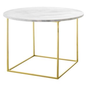Eva Coffee table - / Marble - Ø 60 cm by Bloomingville White/Gold/Metal