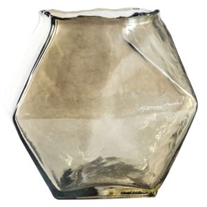 Anahi Grey Faceted Glass Vase, Small