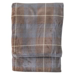 Jericho Checked Flannel Throw in Silver and Beige