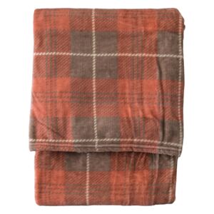 Jericho Checked Flannel Throw in Pink and Beige