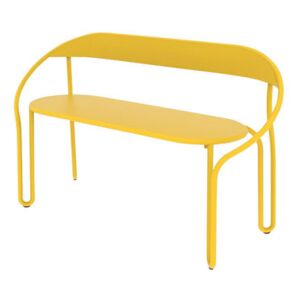 Huggy Bistro Bench with backrest - / Aluminium - 2 people / L 117 cm by Maiori Yellow