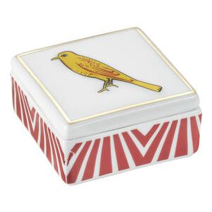 Bel Paese - Uccellino Box - / Porcelain - 6 x 6 cm by Bitossi Home Yellow/Red