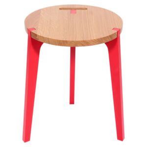 Canne Stool by La Corbeille Red/Natural wood