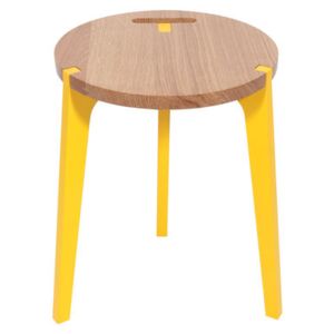 Canne Stool by La Corbeille Yellow/Natural wood