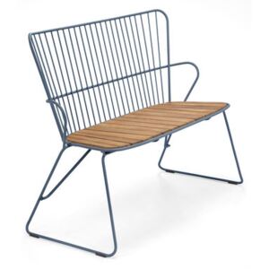 Paon Bench - / L 116 cm - Metal & bamboo by Houe Blue/Natural wood