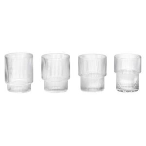 Ripple Glass - Set of 4 - Mouth blown glass by Ferm Living Transparent