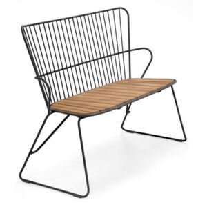 Paon Bench - / L 116 cm - Metal & bamboo by Houe Black/Natural wood