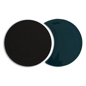 Eclipse Tablemat - / Ceramic - Set of 2 interlocking shapes by Maison Sarah Lavoine Blue/Black