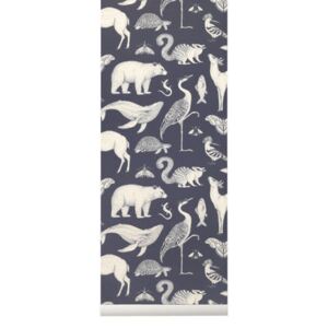 Animals Wallpaper - / 1 roll - W 53 cm by Ferm Living Blue