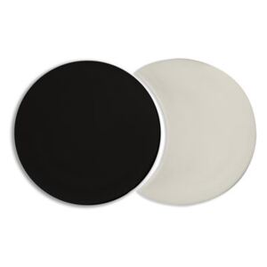 Eclipse Tablemat - / Ceramic - Set of 2 interlocking shapes by Maison Sarah Lavoine White/Black
