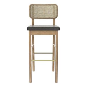 Cannage Bar stool - / H 65 cm - Fabric by RED Edition Natural wood