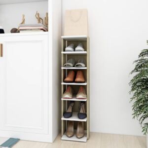 Shoe Cabinet White&Sonoma Oak 25x27x102 cm Chipboard
