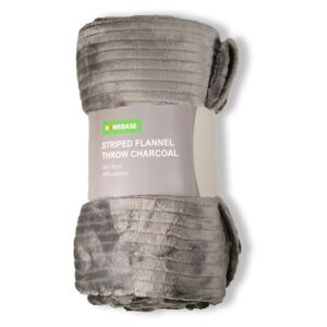 Striped Fleece Throw - Charcoal - 130x180cm