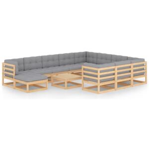 VidaXL 12 Piece Garden Lounge Set with Cushions Solid Pinewood