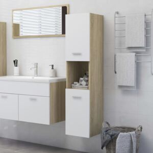 VidaXL Bathroom Cabinet White and Sonoma Oak 30x30x130 cm Chipboard