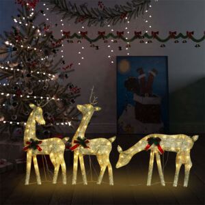 VidaXL Christmas Reindeer Family 270x7x90 cm Gold Warm White Mesh