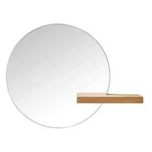 Shift Small Wall mirror - / Ø 50 cm - Oak shelf by Bolia Natural wood
