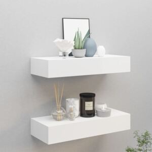 Wall-mounted Drawer Shelves 2 pcs White 60x23.5x10cm MDF