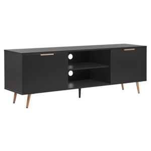 TV Stand Black with Gold for up to 75ʺ TV Metal Legs with Cabinets and Shelves Cable Management Storage Beliani