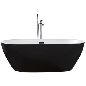 Bath Black with Silver Sanitary Acrylic Single 1500 x 750 mm Freestanding Modern Design Beliani