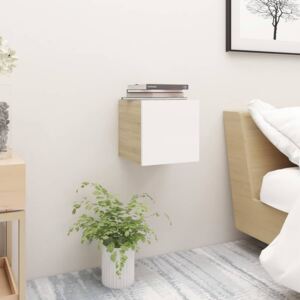 VidaXL Bedside Cabinet White and Sonoma Oak 30.5x30x30 cm Chipboard