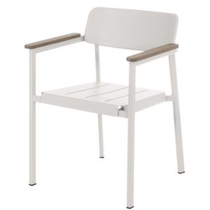Shine Stackable armchair - Metal & wood armrests by Emu White