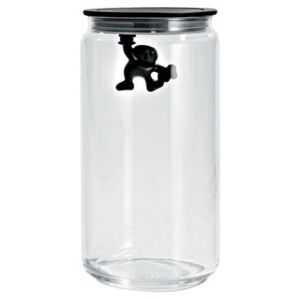Gianni a little man holding on tight Airtight jar - 140 cl by A di Alessi Black