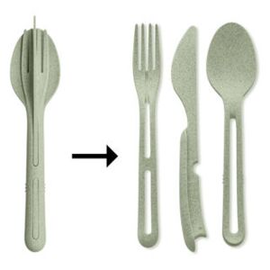 Klikk Set - / 3 clip-together cutlery items - Organic plastic by Koziol Green