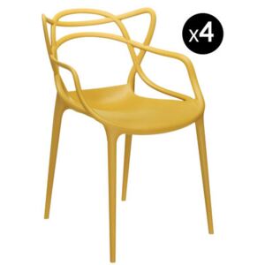 Masters Stackable armchair - Set of 4 by Kartell Yellow