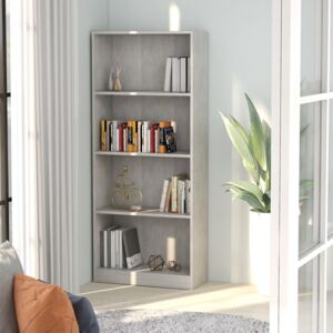 VidaXL 4-Tier Book Cabinet Concrete Grey 60x24x142 cm Chipboard