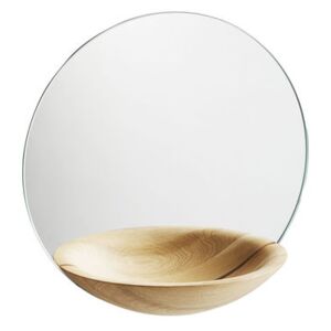 Pocket Large Mirror - Ø 32 cm by Woud Natural wood