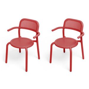 Toní Stackable armchair - / Set of 2 - Perforated aluminium by Fatboy Red