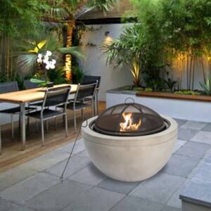 Peaktop Outdoor Round Intricate Design Wood Burning Fire Pit with Char