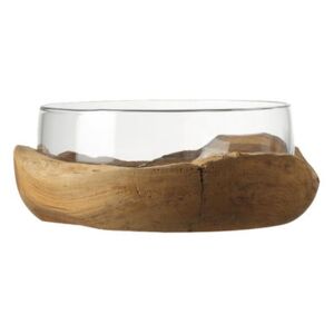 Bowl - Teak base - Ø 28 cm by Leonardo Transparent/Natural wood