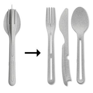 Klikk Set - / 3 clip-together cutlery items - Organic plastic by Koziol Grey