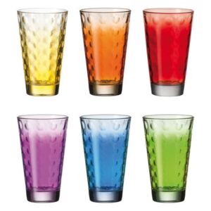 Optic Long drink glass - Set 6 multicoloured glasses by Leonardo Multicoloured