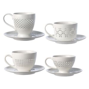 Pierced Teacup - / Set of 4 cups and saucers by Pols Potten White