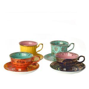 Grandpa Teacup - / Set of 4 - With saucers by Pols Potten Multicoloured