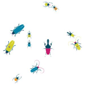 Insects Sticker - Set of 5 stickers + 5 magnets by Domestic Blue/Pink/Yellow/Orange