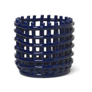 Ceramic Small Basket - / Ø 16 x H 14.5 cm - Hand-made by Ferm Living Blue
