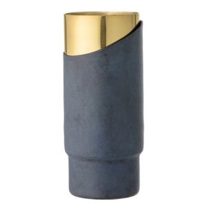 Vase - / Metal - H 23 cm by Bloomingville Blue/Gold/Metal