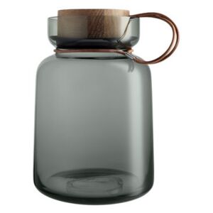 Silhouette Airtight jar - / 2L - Leather, wood & glass by Eva Solo Grey/Natural wood