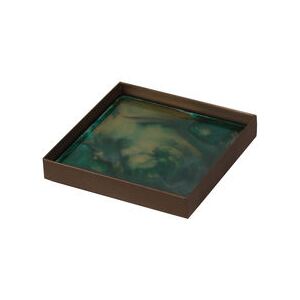 Malachite Organic Tray - / Trinket tray - 16 x 16 cm / Hand-painted glass by Ethnicraft Green