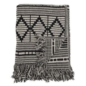 Plaid - / 160 x 130 cm - Recycled cotton by Bloomingville White/Black