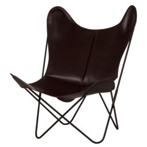 AA Butterfly Armchair - Leather / Black structure by AA-New Design Brown