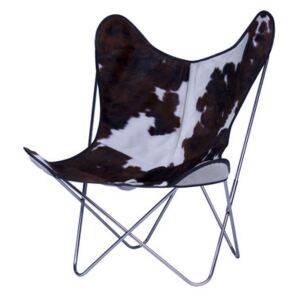 AA Butterfly Armchair - Leather / Chromed structure by AA-New Design White/Brown