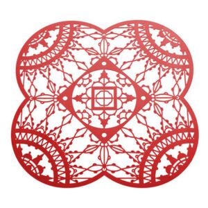 Petal Italic Lace Glass coaster - 10 x 10 cm - Set of 4 by Driade Kosmo Red