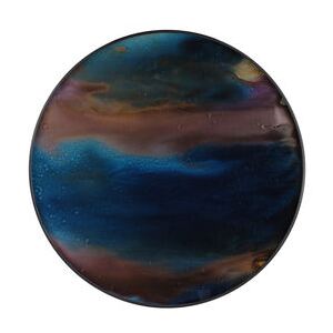 Indigo Organic Tray - / Ø 48 cm - Wood & hand-painted glass by Ethnicraft Blue/Brown